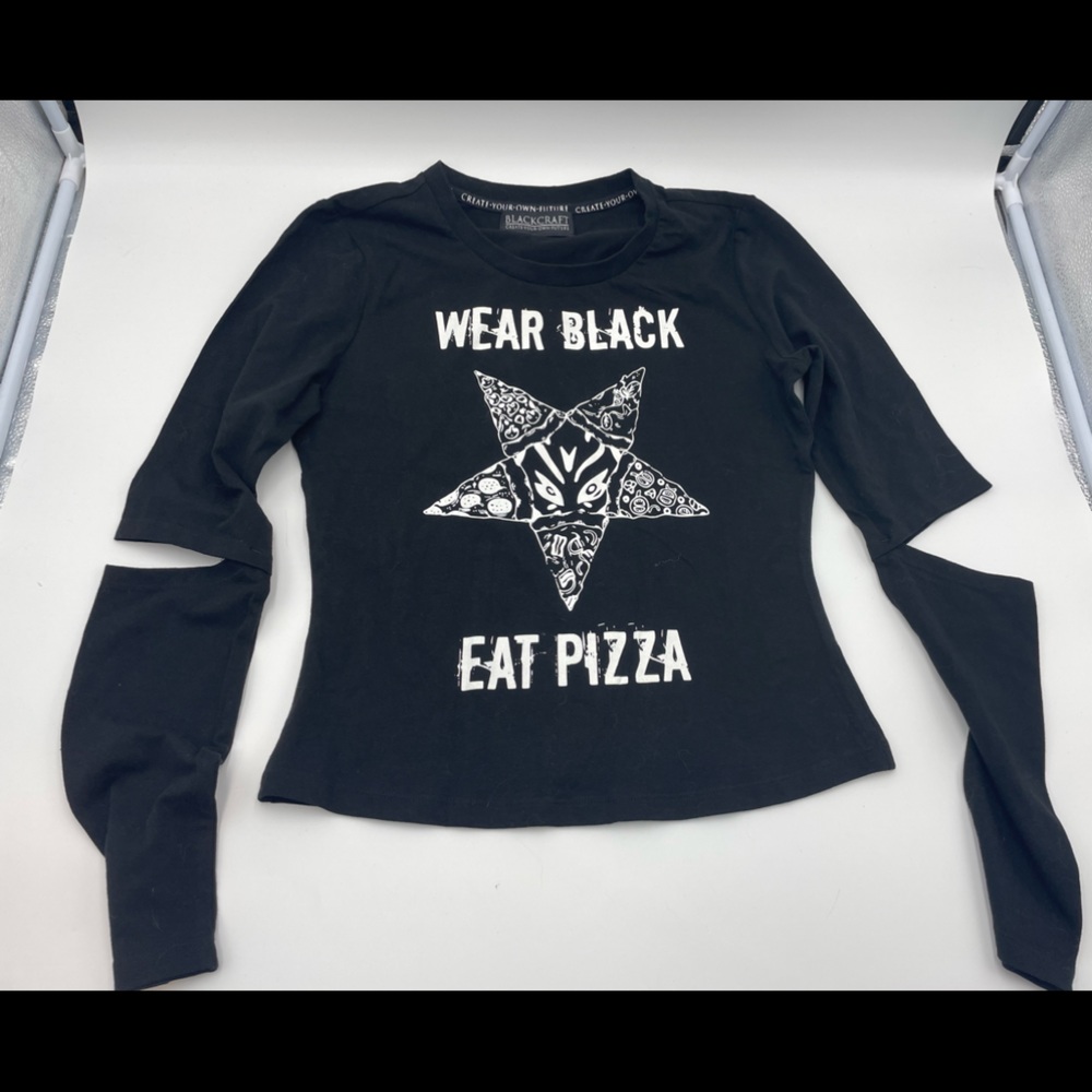 Blackcraft ladies shirt wear black eat pizza